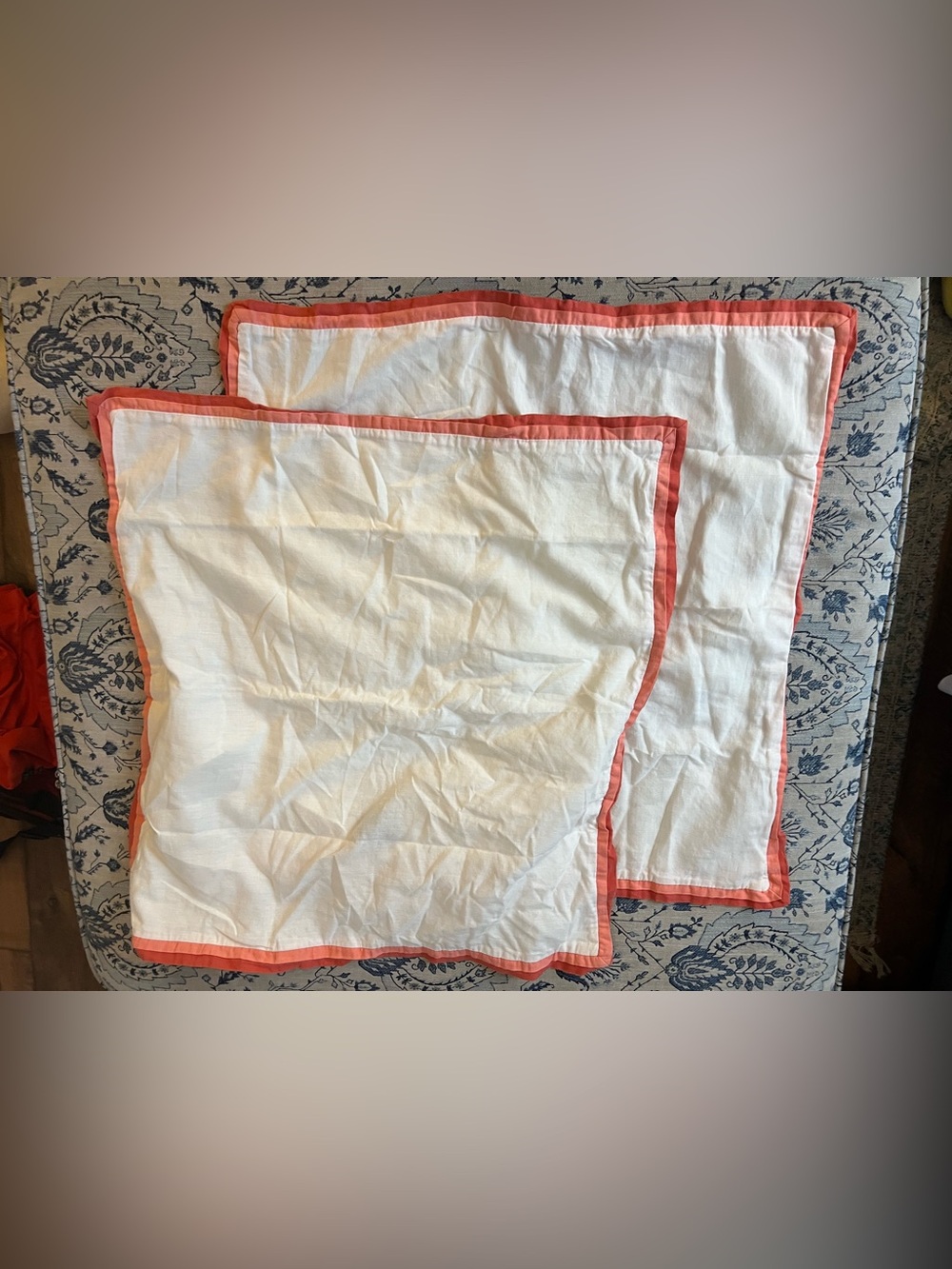 Tommy Bahama European Square Pillow Shams white/coral trim 26" x 26"